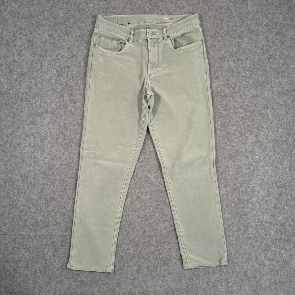 Faherty Brand Faded Olive Green Stretch Terry 5-Pocket Pants Men's Size 31x27